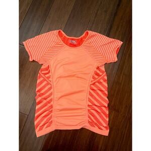 Athleta Jet Stripe Fastest Track Tee Orange Large